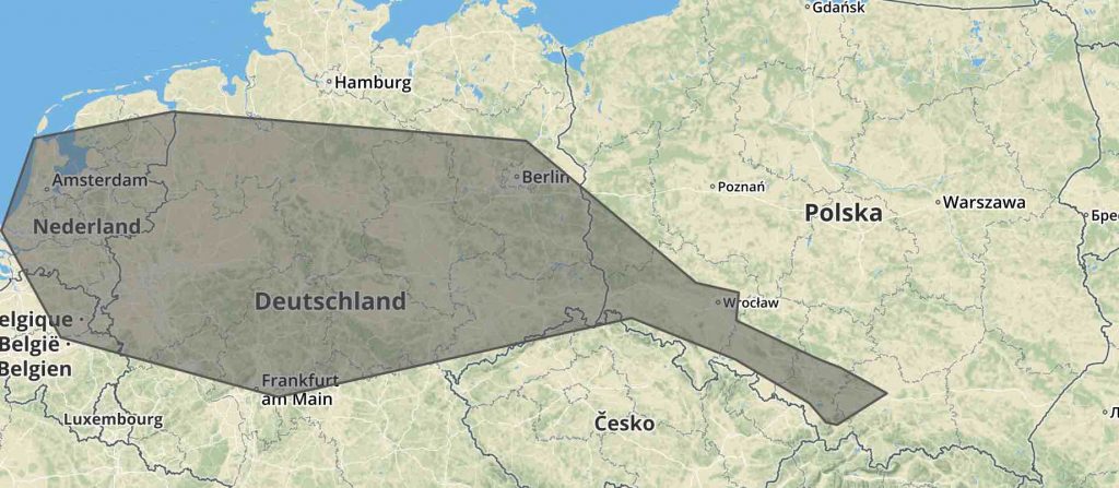 Busy Biały mapa przejazdów Busem z Polski do Niemiec, Holandii i Belgii